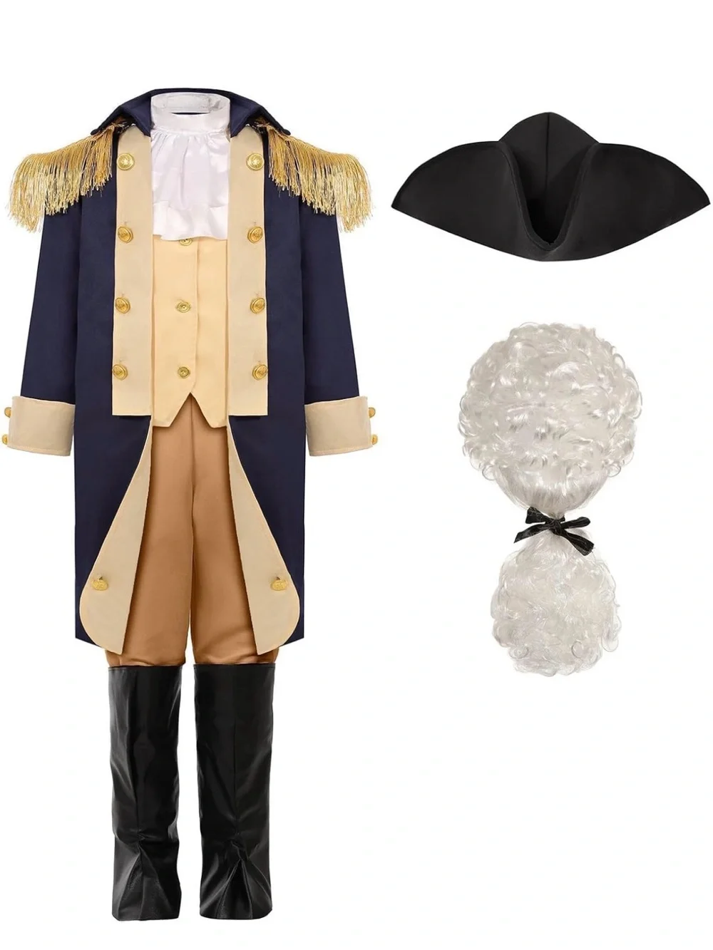 George Washington Costume for Boys Kids Colonial Alexander Hamilton Costume XL